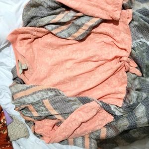 Peach blouse & cardigan